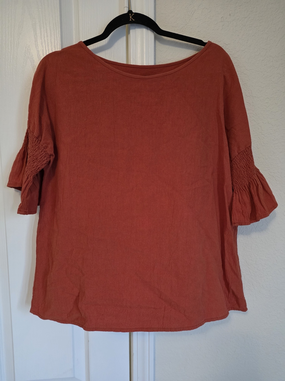 SHEIN Rust Bell Sleeve Blouse